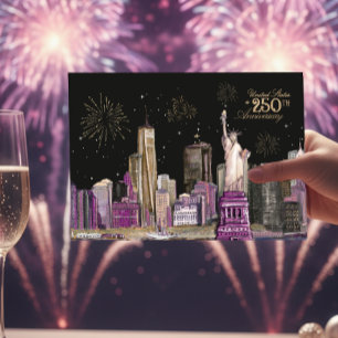 Vibrant US Semiquincentennial Rosa Lila NYC Inbjudningar