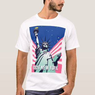 Vibrant USA Frihetsgudinnan - besök New York T Shirt