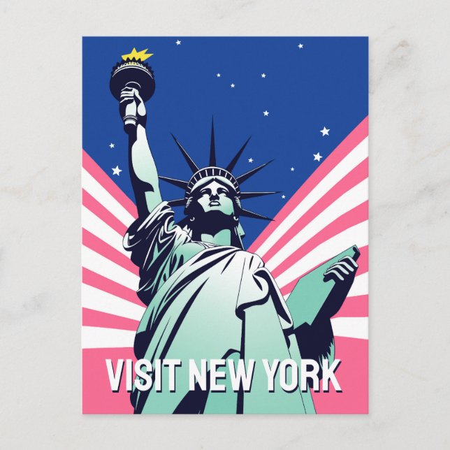 Vibrant USA Frihetsgudinnan - besök New York Vykort (Framsida)