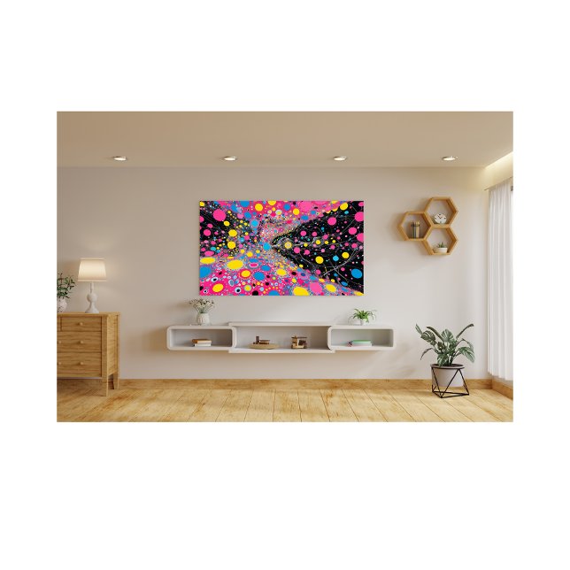 Vibrant utformning av Abstrakten Neon Cosmic Dots Fototryck (Skapare uppladdad)