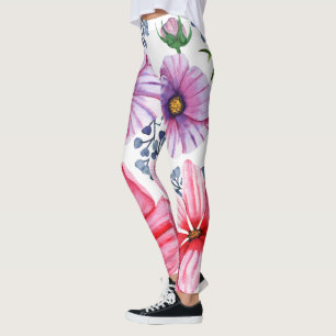 Vibrant utformning av blommönster som tränar flick leggings