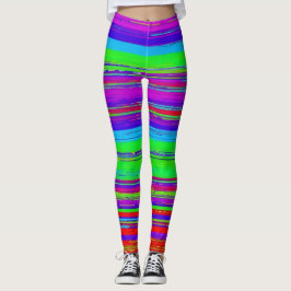 Vibrant Vågrät Glitch Mönster Leggings