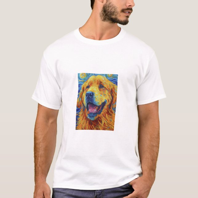 Vibrant Van Gogh Inspired Hund Uni-sex T-Shirt (Framsida)