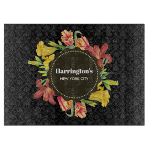 Vibrant Vår blommor Wand Black Damask
