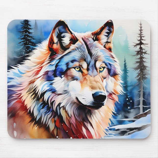 Vibrant Varg i Snö Musmatta (Framsidan)