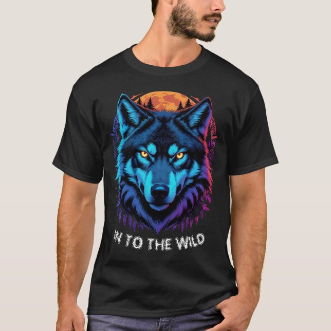 Vibrant Varg Stare Wildlife Art Fierce Gaze T Shirt (Framsida)
