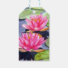 Vibrant Vatten Lilies on Tranquil Pond Presentetikett