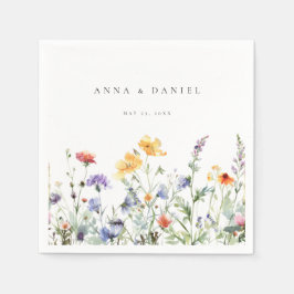 Vibrant vattenfärg Blommigt Bröllop Pappersservett