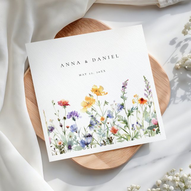 Vibrant vattenfärg Blommigt Bröllop Pappersservett (Skapare uppladdad)