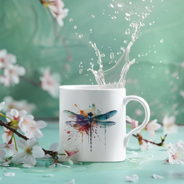 Vibrant vattenfärg Dragonfly Kaffemugg (Skapare uppladdad)