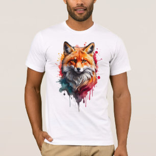 Vibrant vattenfärg Fox T-Shirt - Fet och Vild