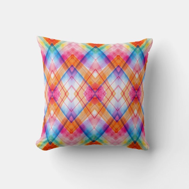 Vibrant Vattenfärg Geometrisk Kuddslang Kudde (Framsida)