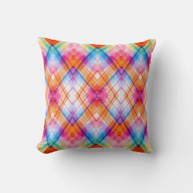 Vibrant Vattenfärg Geometrisk Kuddslang Kudde (Framsida)