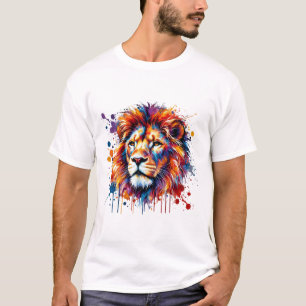 Vibrant vattenfärg Lejon T Shirt