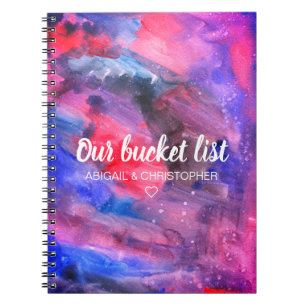 Vibrant vattenfärg vår Bucket-lista - par keepsaké Anteckningsbok