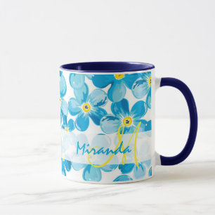Vibrant vattenfärgsblått glöm mig inte blommor nam mugg