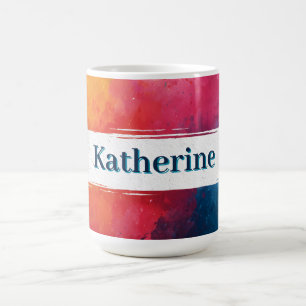 Vibrant vattenfärgsfärg Stänk med eget namn Kaffemugg