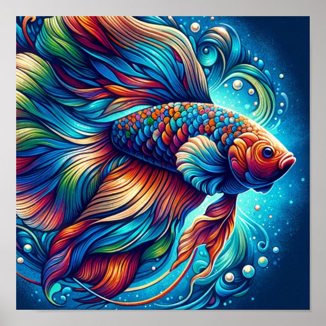 Vibrant vattenlevande arvsanlag, graciös fisk poster (Framsidan)