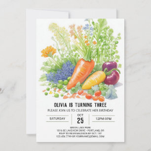 Vibrant Vegetables Garden Birthday Inbjudningar