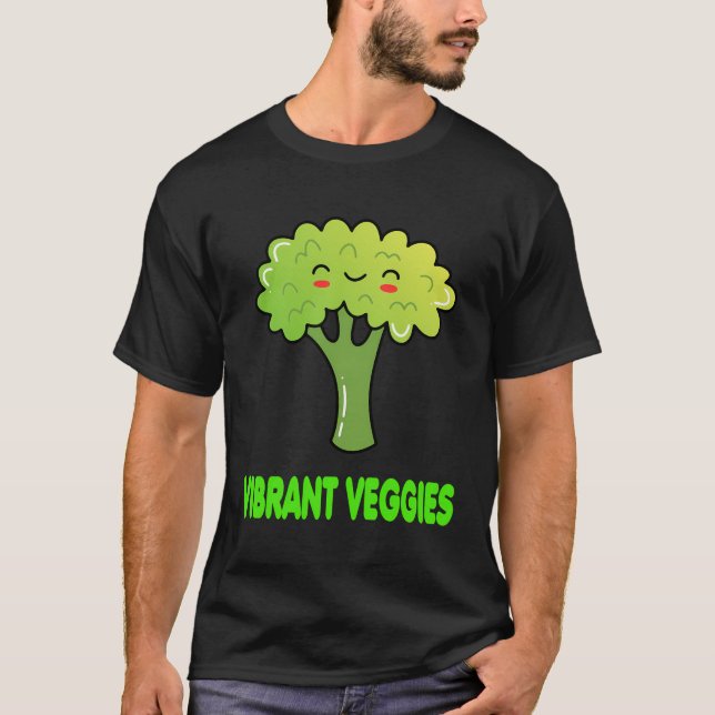 Vibrant Veggies Cute Funny Broccoli Vegan-design T Shirt (Framsida)