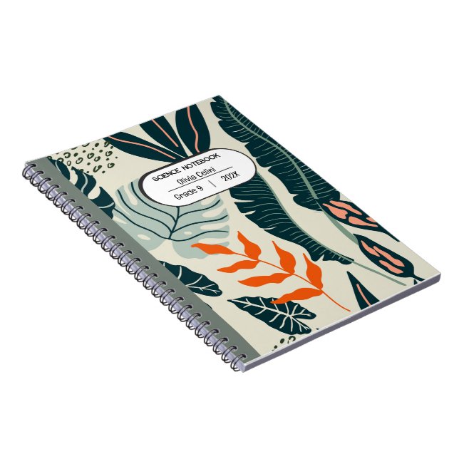 Vibrant vetenskap i Orange och Grönt Anteckningsbok (Högra Sidan)