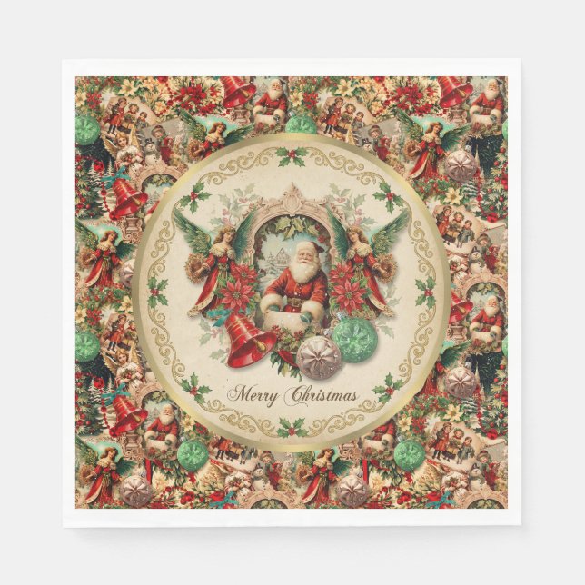 Vibrant Victorian Christmas Collage Pappersservett (Framsidan)