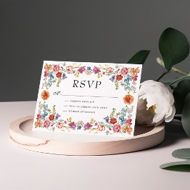 Vibrant Victorian Garden Flowers Bröllop OSA Kort
