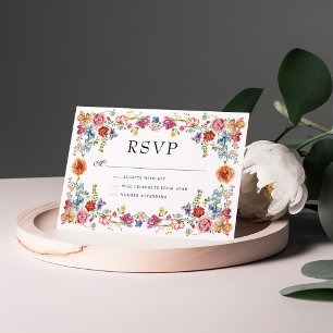 Vibrant Victorian Garden Flowers Bröllop OSA Kort