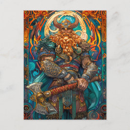 Vibrant Viking Warrior med Ax Norse Mythology Co. Vykort