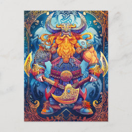 Vibrant Viking Warrior med Ax Norse Mythology Co. Vykort