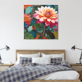 Vibrant Vild Garden Blommigt med fetstil Rosa Gerb Canvastryck