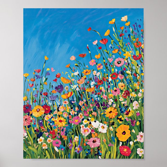 Vibrant Vildblommefälts Impressionistisk Affisch V (Framsidan)