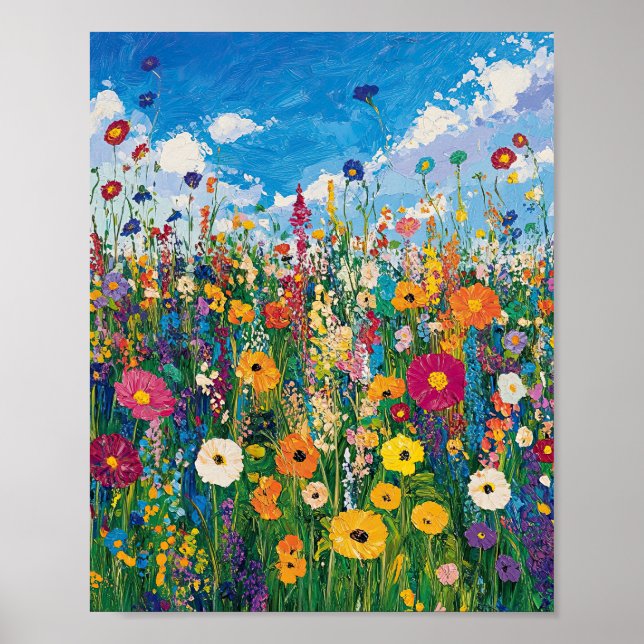 Vibrant Vildblommefälts Impressionistisk Affisch V (Framsidan)