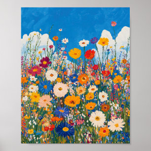 Vibrant Vildblomsfälts Impressionistisk Affisch Vä
