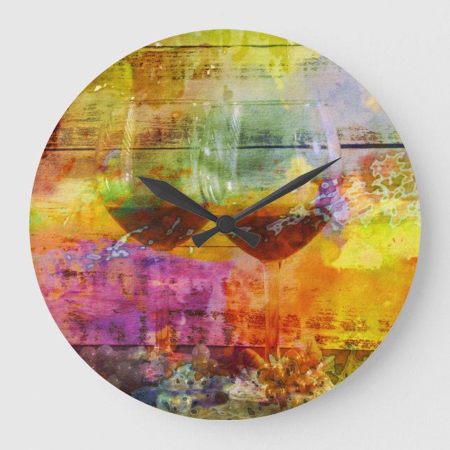 Vibrant Vin Digital Art Clock Stor Klocka (Framsida)
