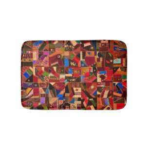 Vibrant Vintage Crazy Quilt Badrumsmatta