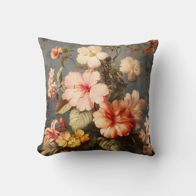 Vibrant Vintage Floral Arrangement Kudde (Framsida)