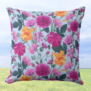 Vibrant Vintage Summer Red Burgundy Garden Blommig Kudde