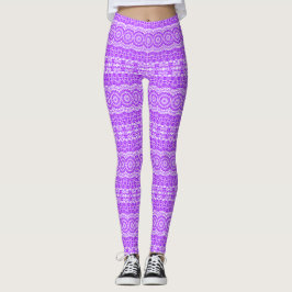 Vibrant Violet Mandala Kaleidoscope Mönster Leggings