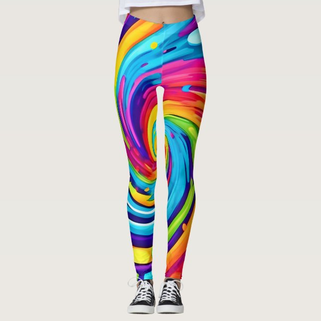 Vibrant Vortex i Artistic Whirlwind Leggings (Framsida)