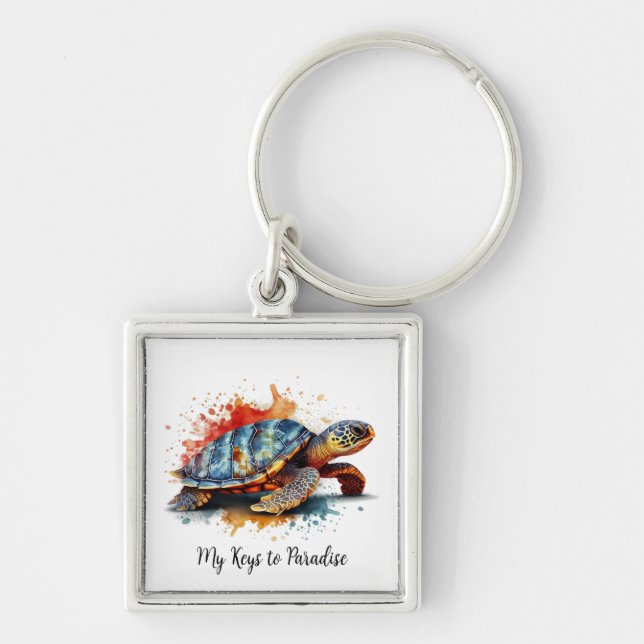 Vibrant Voyager, custom Fyrkantig Silverfärgad Nyckelring (Framsidan)