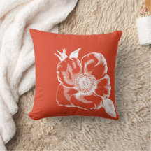 Vibrant Warm Poppy Dekorativ kudde