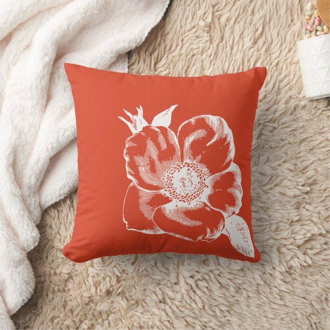 Vibrant Warm Poppy Dekorativ kudde (Filt)