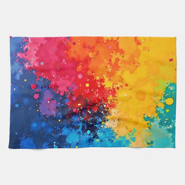 Vibrant Watercolor Chaos Art Kökshandduk (Horisontell)