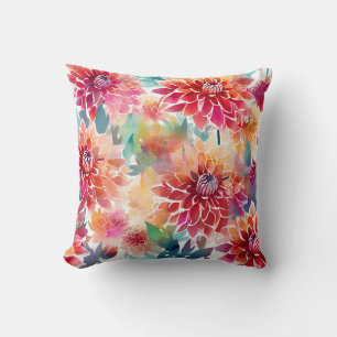 Vibrant Watercolor Dahlia Kudde