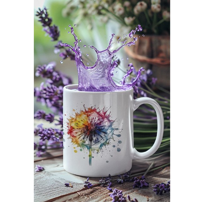 Vibrant Watercolor Dandelion Kaffemugg (Skapare uppladdad)