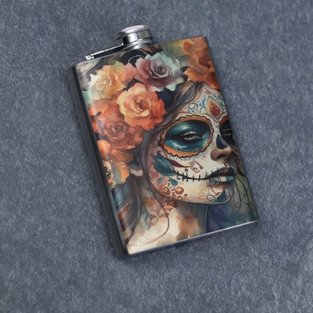 Vibrant Watercolor Dia de los Muertos Catrina Fickplunta (Skapare uppladdad)