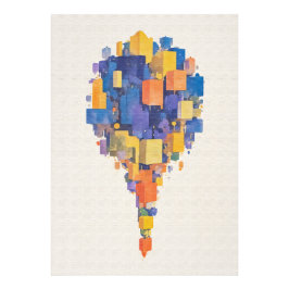 Vibrant Watercolor Floating Geometric Cubes Fototryck