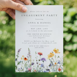 Vibrant Watercolor Floral Engagement Party Inbjudningar