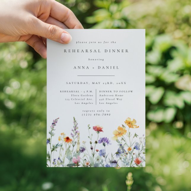 Vibrant Watercolor Floral Wedding Rehearsal Dinner Inbjudningar (Skapare uppladdad)